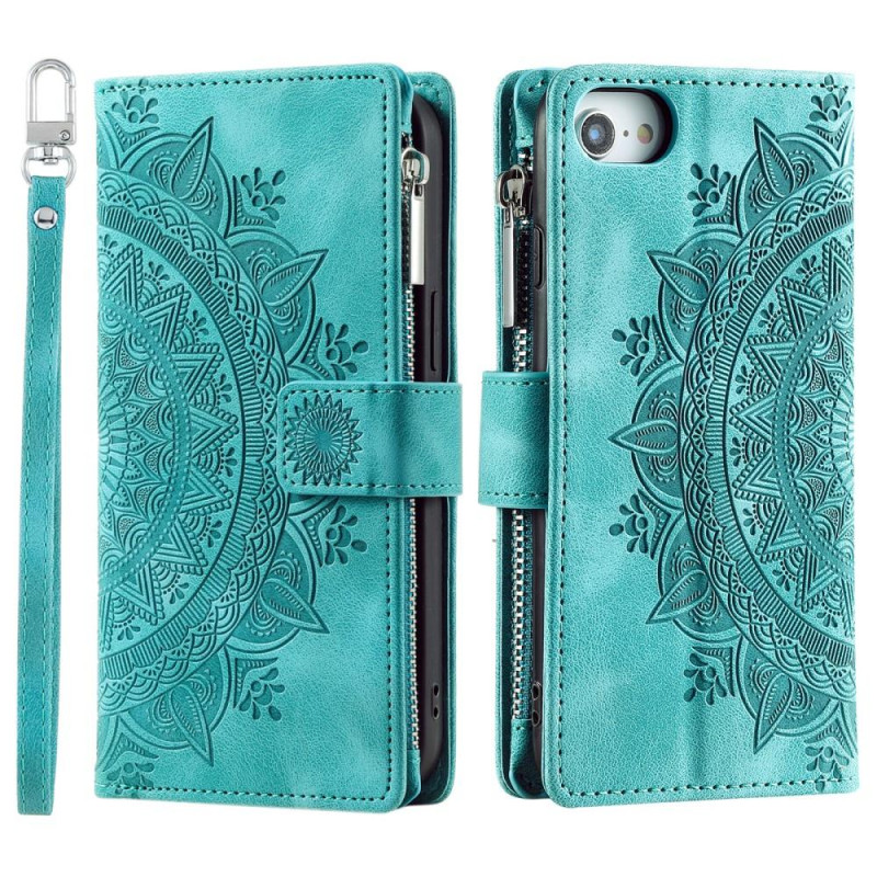 For iPhone 16e Wallet Case Cover Shell Mandala Flower Pattern
