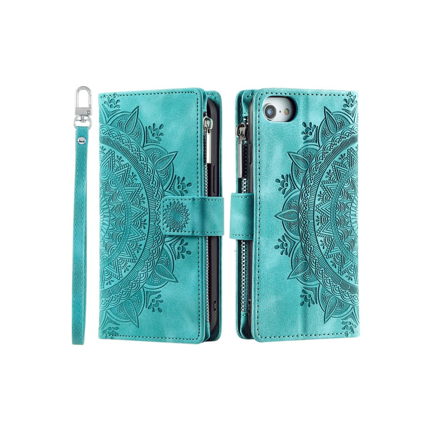 Til iPhone 16e tegnebogscover Cover Shell Mandala Blomstermønster