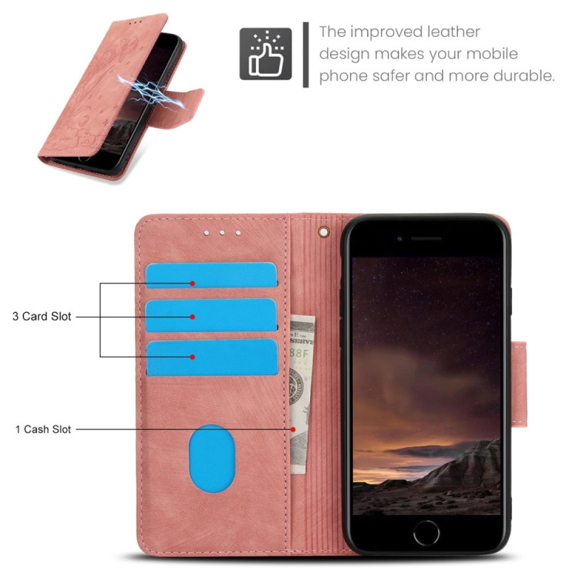 För iPhone 16e Fodral Fjäril Blomma Reptåligt Telefonfodral