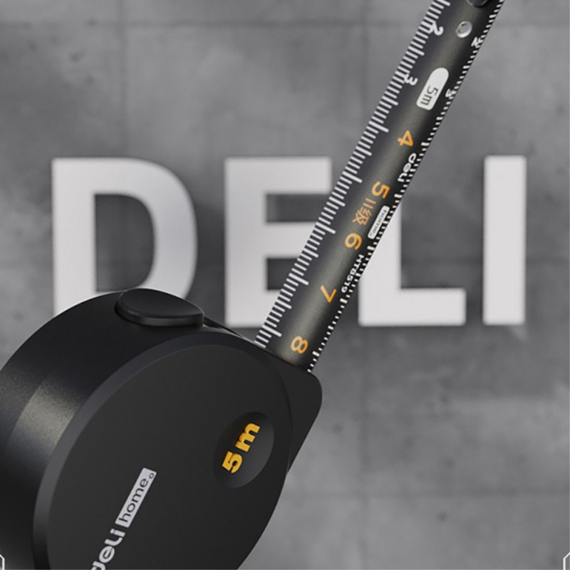 DELI self-locking tape measure high precision steel ruler - black / 3m