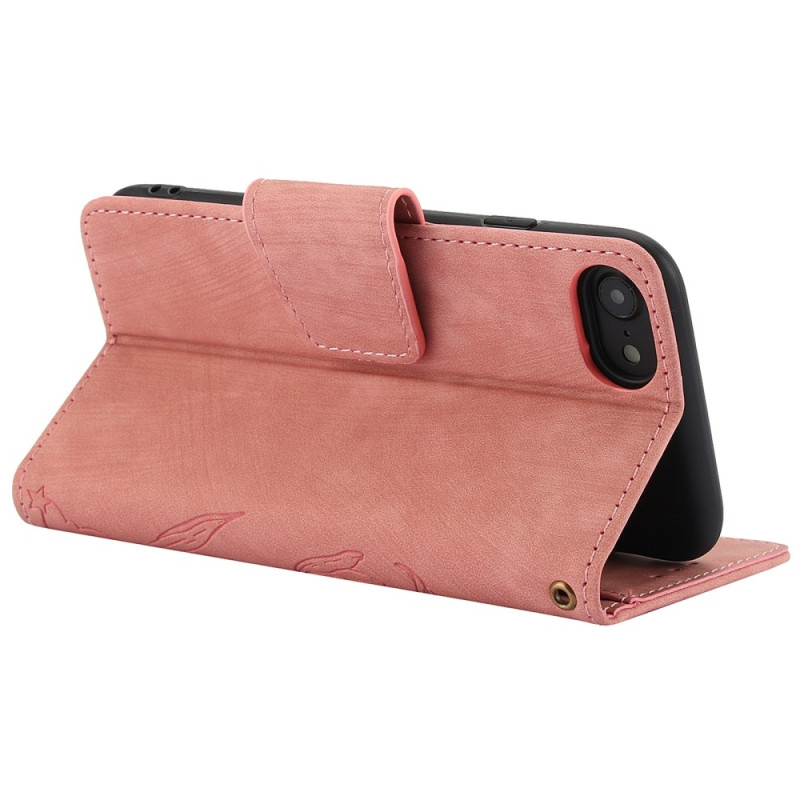 För iPhone 16e Fodral Fjäril Blomma Reptåligt Telefonfodral