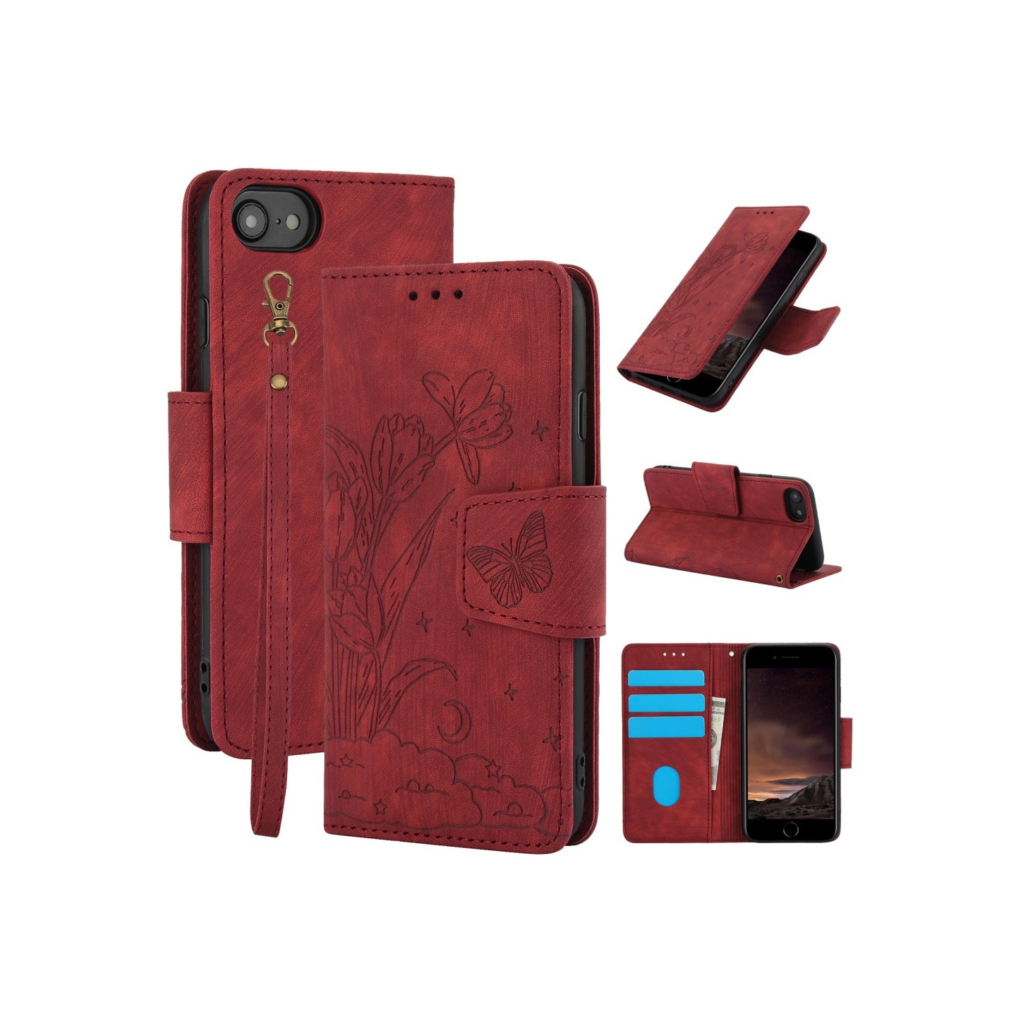 Til iPhone 16e Etui Sommerfugl Blomst Ridsefast Telefoncover