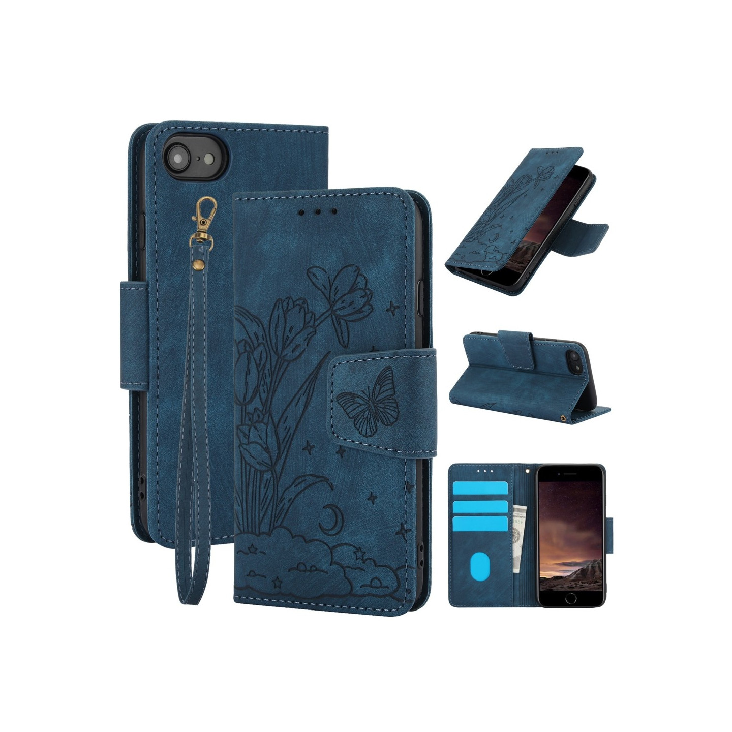 For iPhone 16e Case Butterfly Flower Anti-Scratch Phone Cover