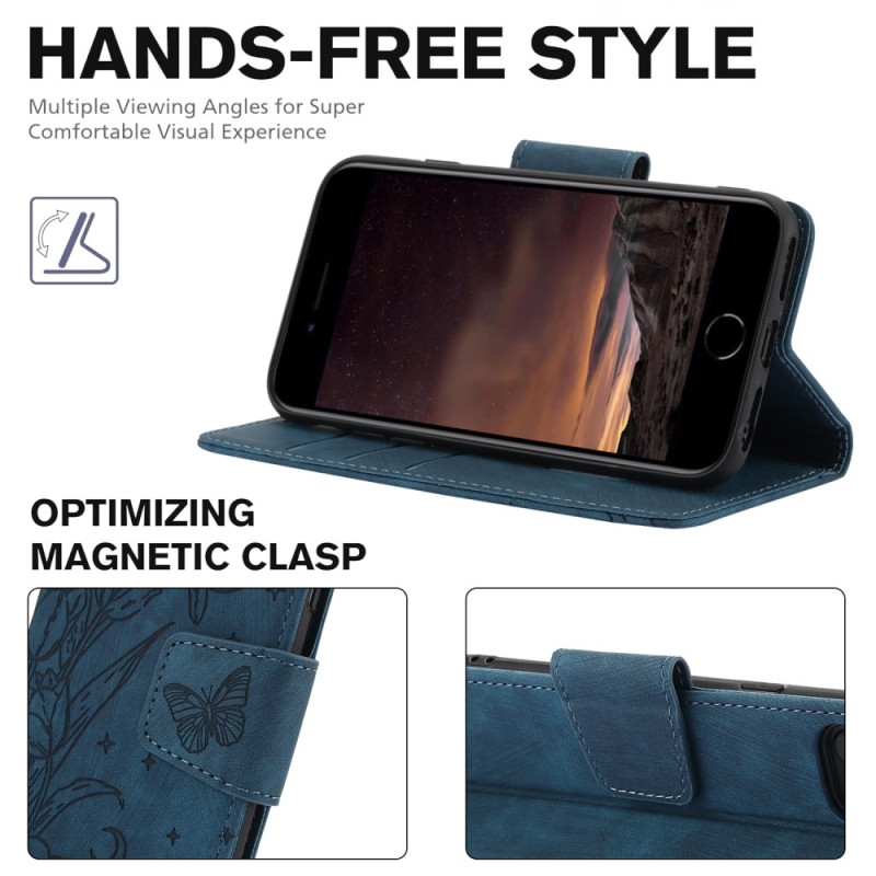 Til iPhone 16e Etui Sommerfugl Blomst Ridsefast Telefoncover