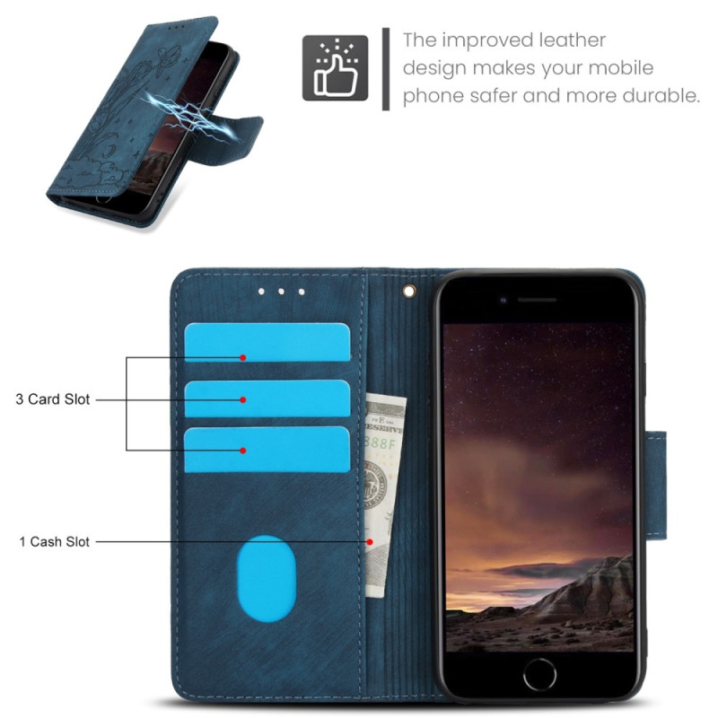 For iPhone 16e Etui Sommerfugl Blomst Ripebestandig Telefondeksel