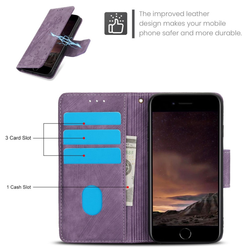 För iPhone 16e Fodral Fjäril Blomma Reptåligt Telefonfodral