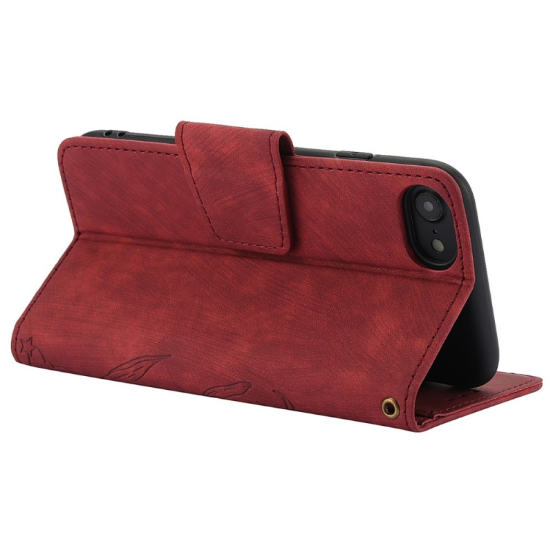 För iPhone 16e Fodral Fjäril Blomma Reptåligt Telefonfodral