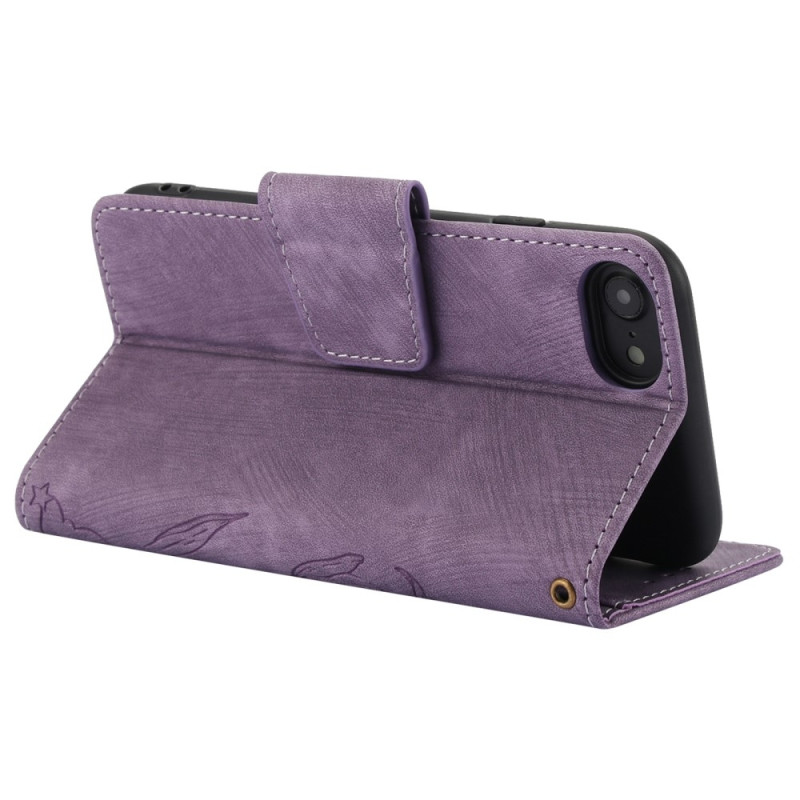 För iPhone 16e Fodral Fjäril Blomma Reptåligt Telefonfodral