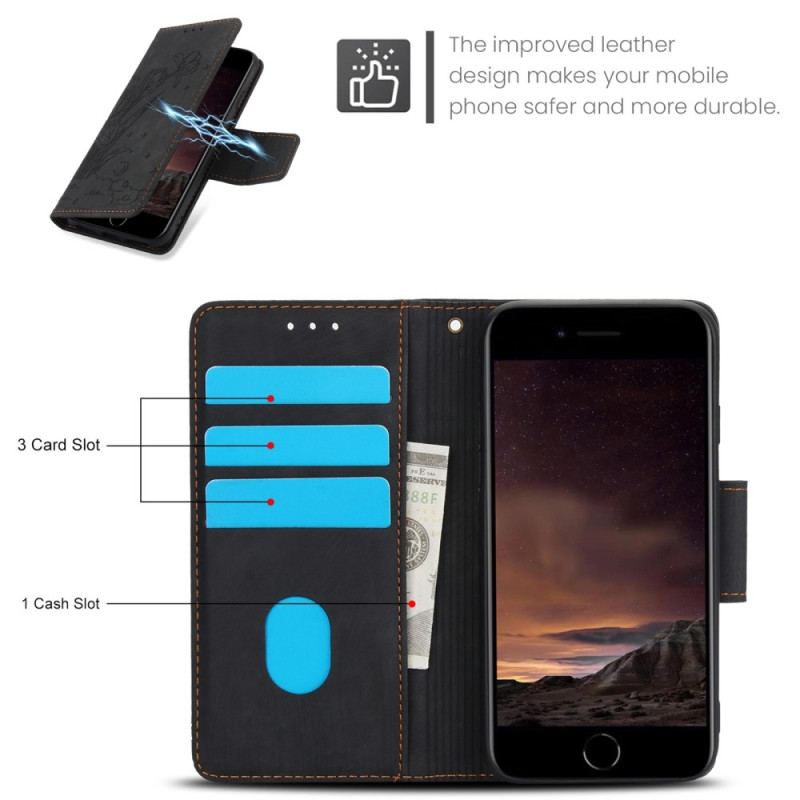 Til iPhone 16e Etui Sommerfugl Blomst Ridsefast Telefoncover