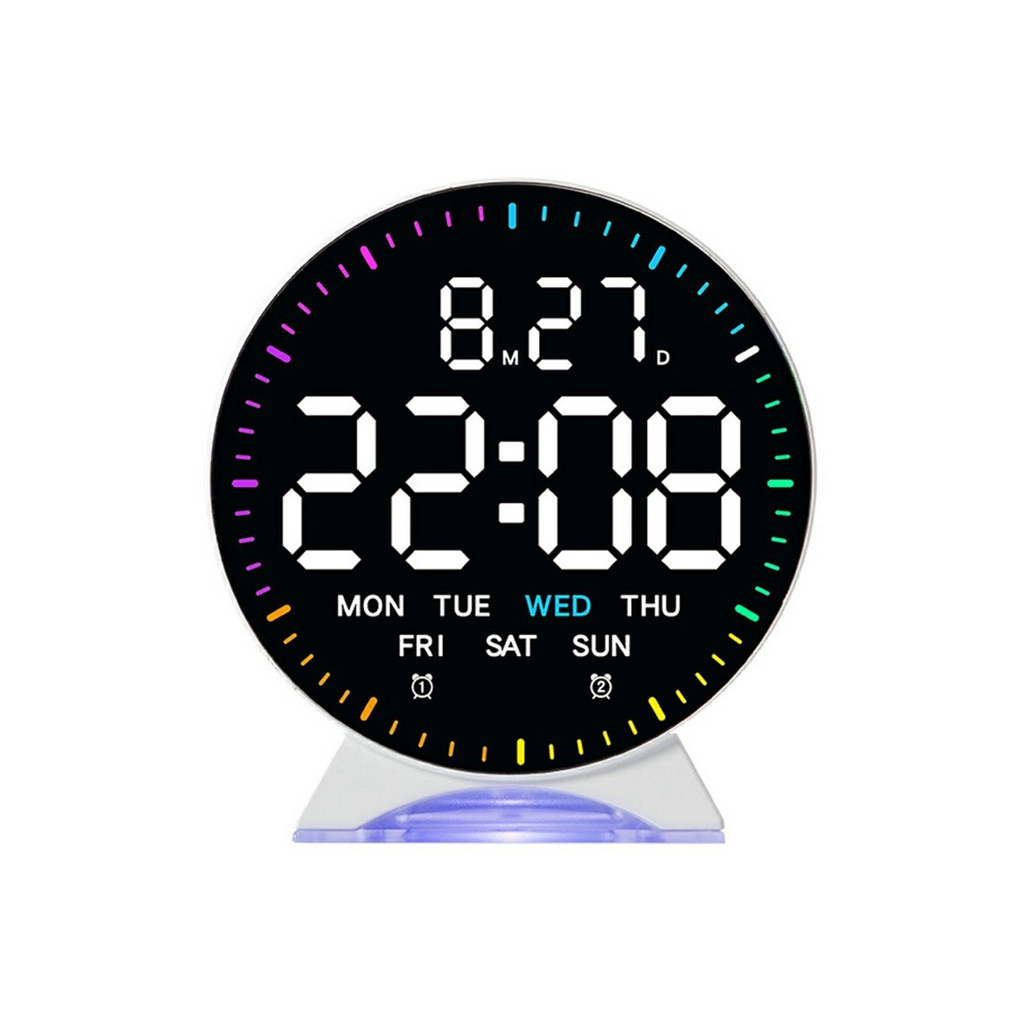 Monipuolinen elektroninen herätyskello, hyppivät sekunnit, LED-yöpöytävalot