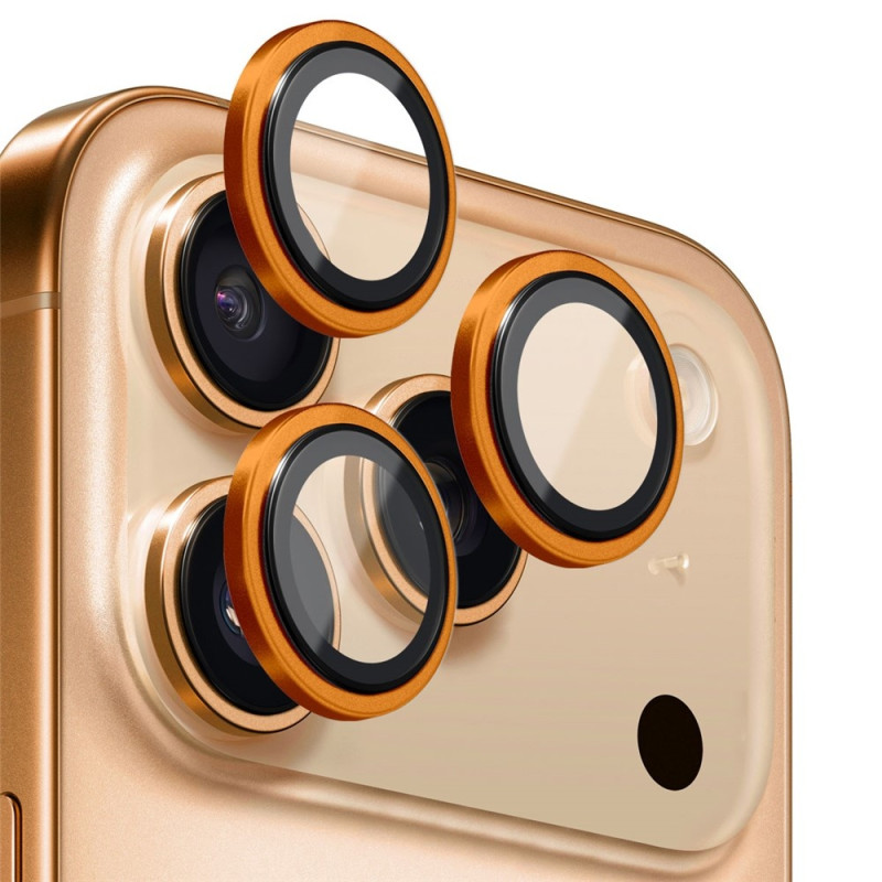 NORTHJO For iPhone 17 Pro Max / iPhone 17 Pro Camera Lens Protector Tempered Glass Metal Ring - Orange