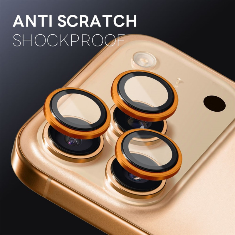 NORTHJO For iPhone 17 Pro Max / iPhone 17 Pro Camera Lens Protector Tempered Glass Metal Ring - Orange
