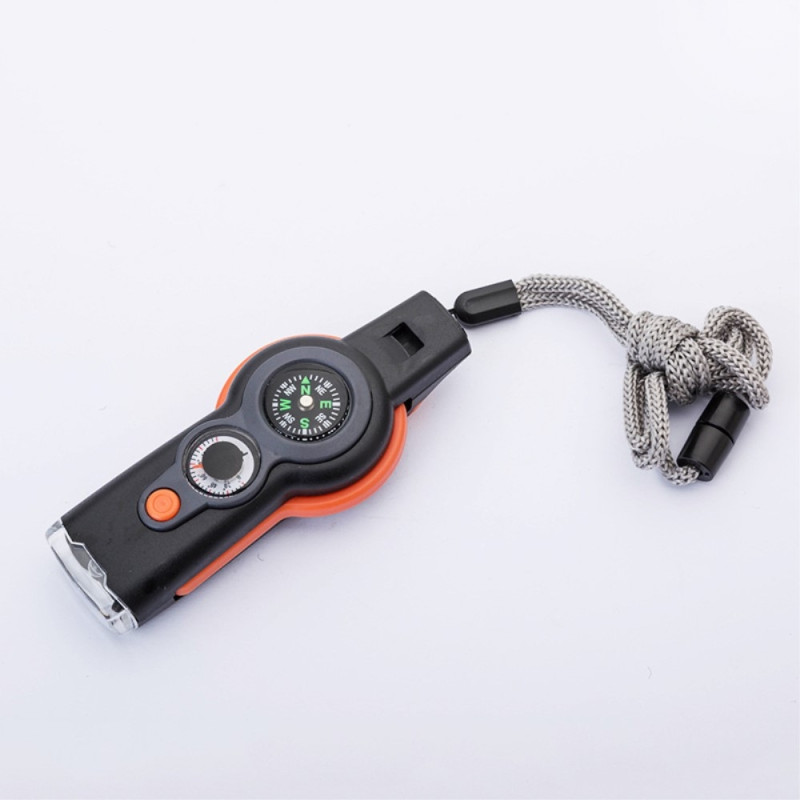 7-in-1 Survival Whistle with Compass / LED Light / Magnifying Glass