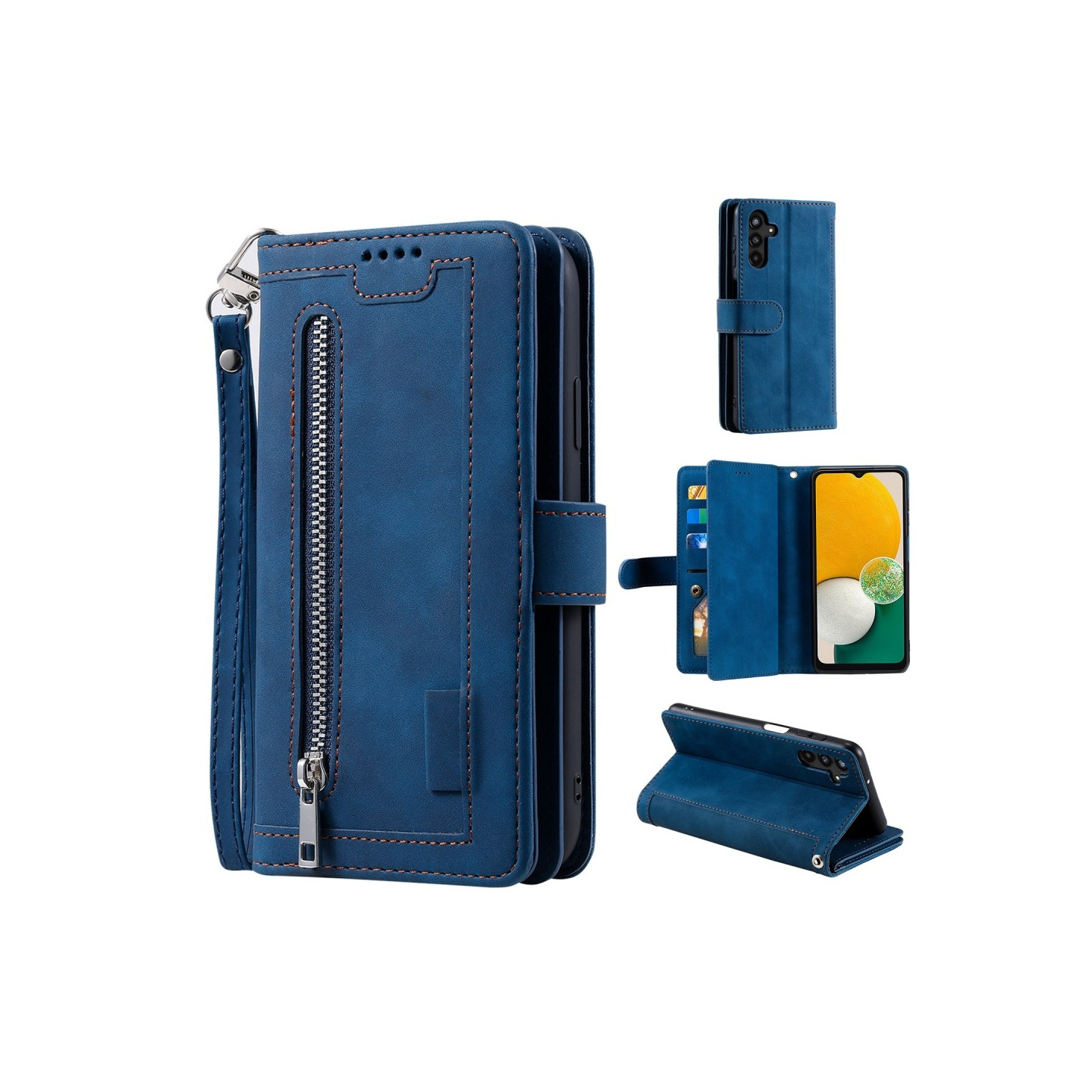 Til Samsung Galaxy A26 5G Etui med Lynlåslomme og 9 Kortlommer