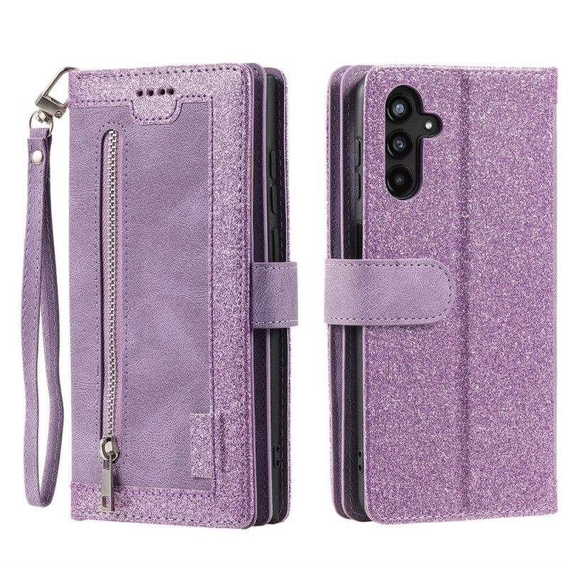 For Samsung Galaxy A26 5G Case Zipper Pocket PU Leather Phone Cover with 9 Card Slots