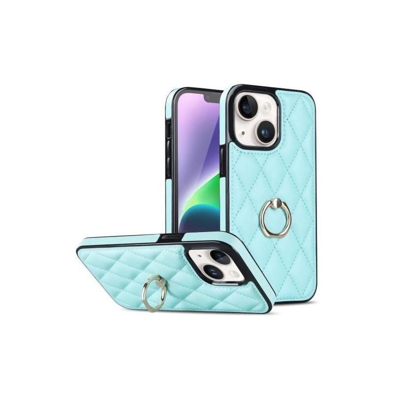 iPhone 14 - kotelo Rhombus Grid Pattern Takakannen Rengastuki - Taivaansininen