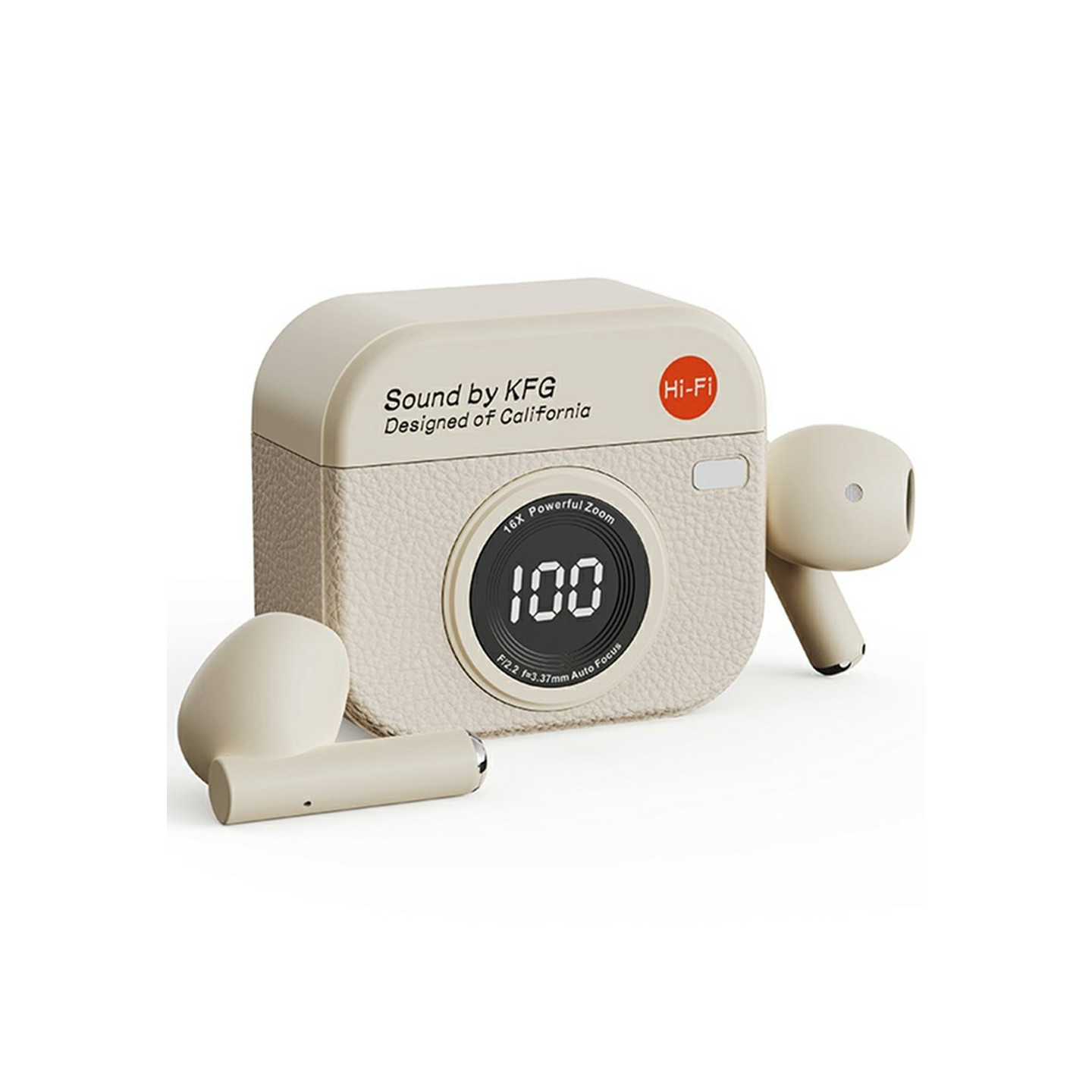 Retro kameradesign Bluetooth-hodetelefoner Støyreduksjon In-Ear-hodetelefoner - Hvit