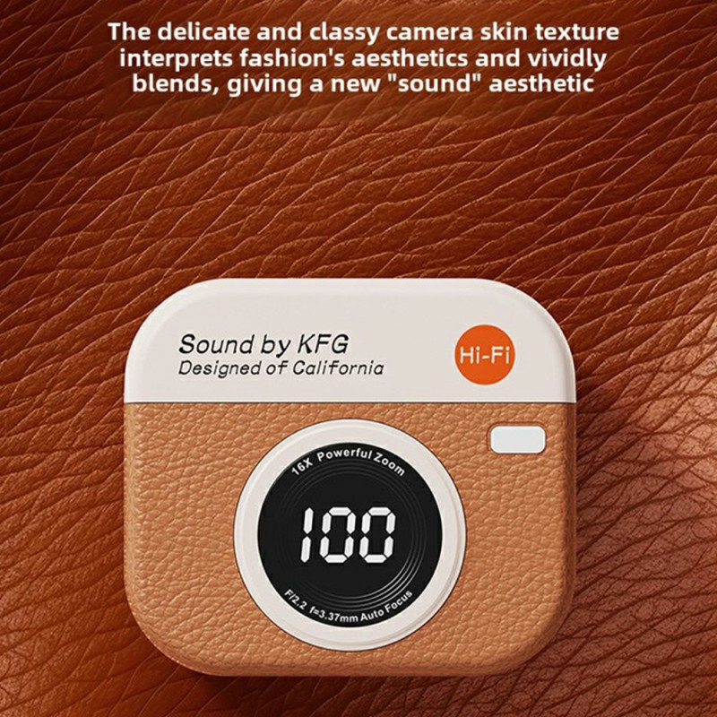 Retro Camera Design Bluetooth Headphones Noise Cancelling In-Ear Headphones - White