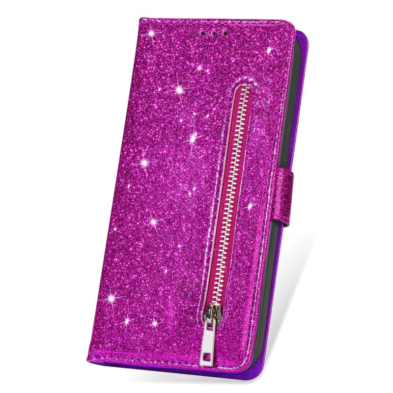For Samsung Galaxy S25 Ultra Stand Case Glitter Phone Leather Cover Zipper Pocket