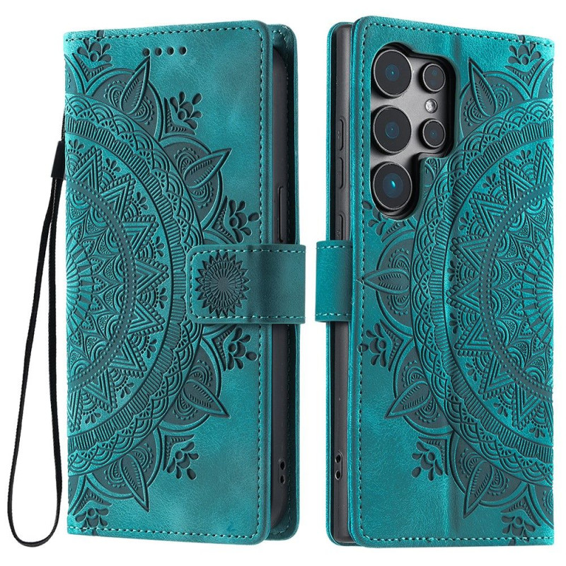 För Samsung Galaxy S25 Ultra plånboksfodral Fodral Skal Mandala blommönster