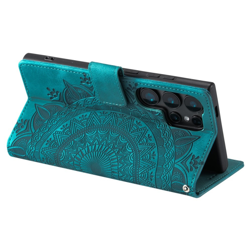 For Samsung Galaxy S25 Ultra Wallet Case Cover Shell Mandala Flower Pattern