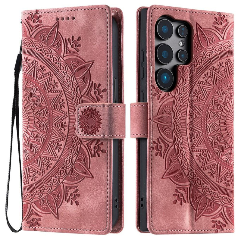 For Samsung Galaxy S25 Ultra Wallet Case Cover Shell Mandala Flower Pattern
