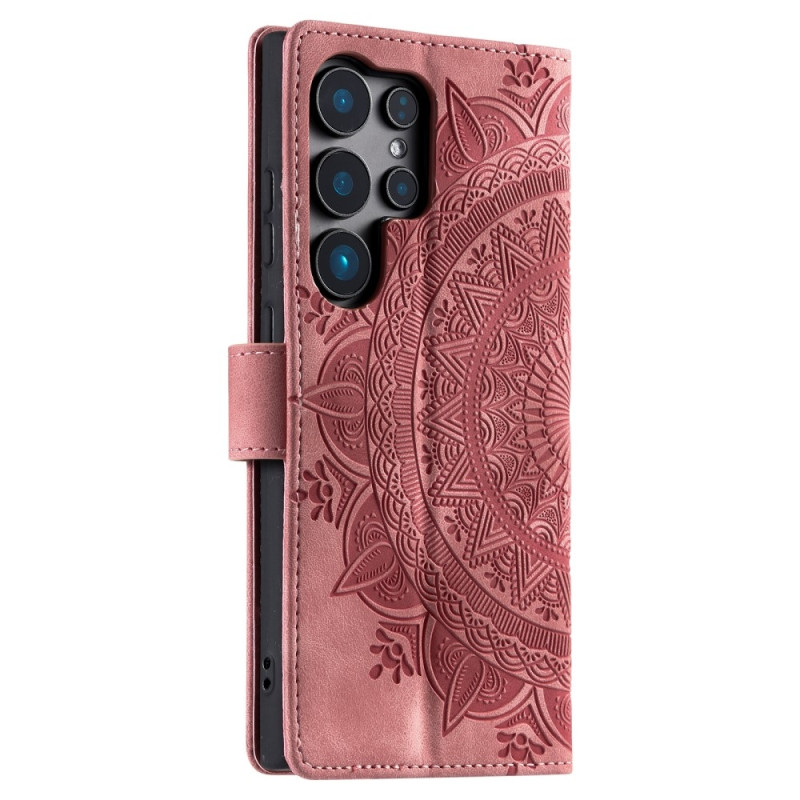 For Samsung Galaxy S25 Ultra Lommebok Deksel Shell Mandala Blomstermønster