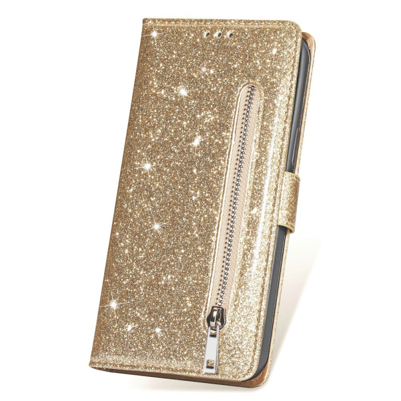 For Samsung Galaxy S25 Ultra Stand Case Glitter Phone Leather Cover Zipper Pocket