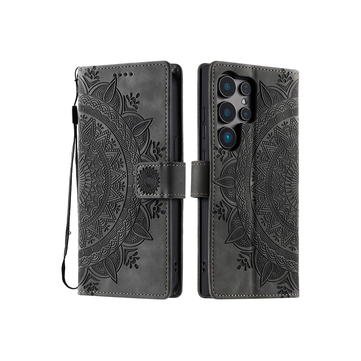 For Samsung Galaxy S25 Ultra Wallet Case Cover Shell Mandala Flower Pattern