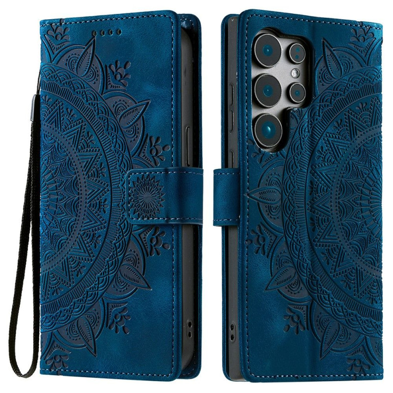 For Samsung Galaxy S25 Ultra Lommebok Deksel Shell Mandala Blomstermønster