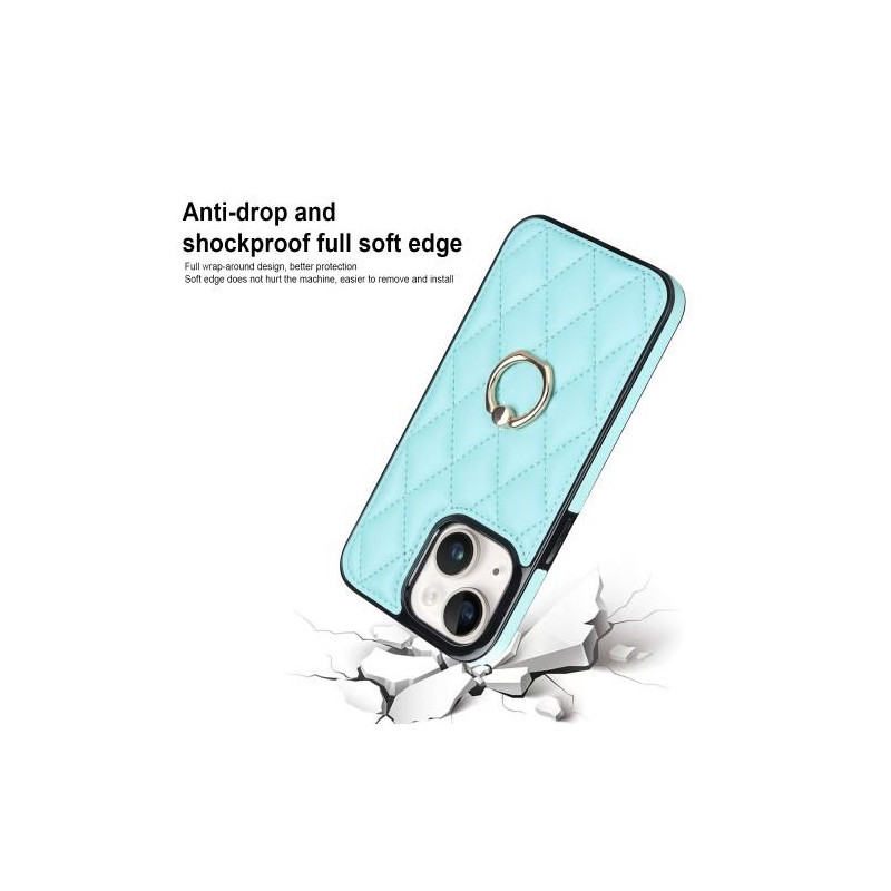 iPhone 14 - kotelo Rhombus Grid Pattern Takakannen Rengastuki - Taivaansininen