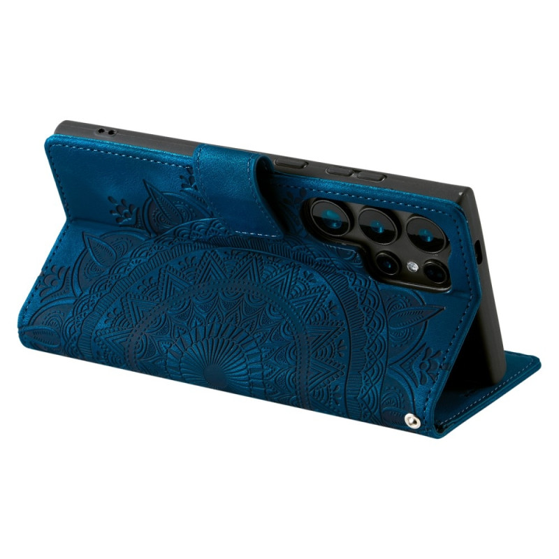 Samsung Galaxy S25 Ultra -lompakkokotelon kuoren kuoren Mandala-kukkakuvio