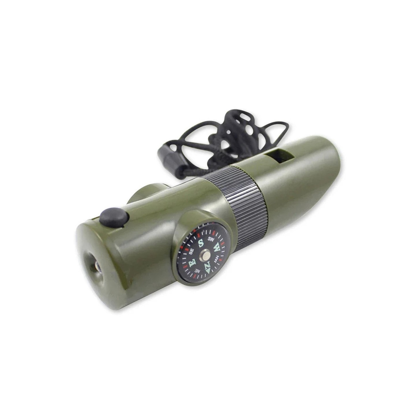 7 i 1 Visselpipa Hög Decibel Survival Whistle Ficklampa Kompass Termometer mm
