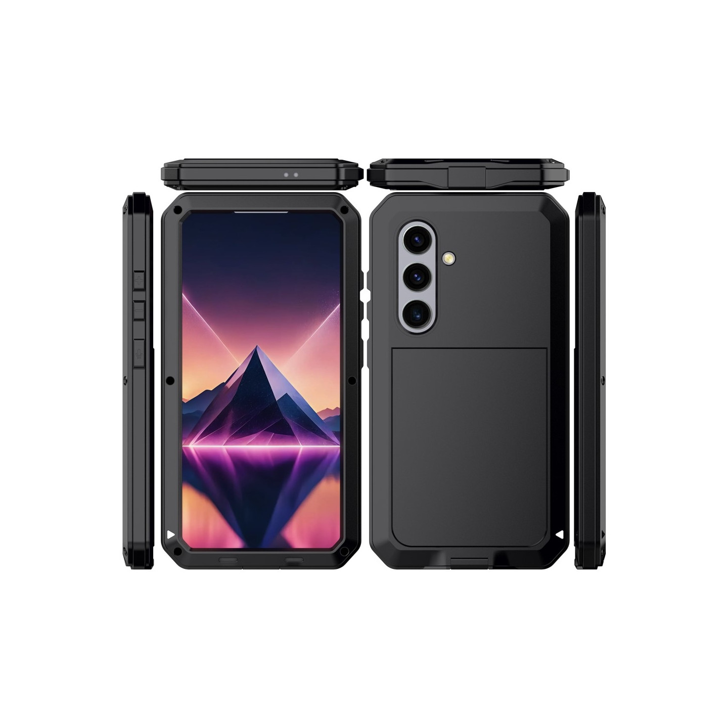 Samsung Galaxy S25 Heavy Duty Silicone + Metal Case Cover + Tempered Glass