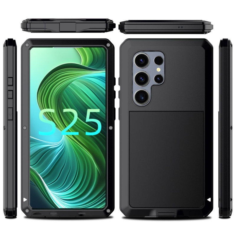Samsung Galaxy S25 Ultra Heavy Duty Silicone + Metal Case Cover + Tempered Glass