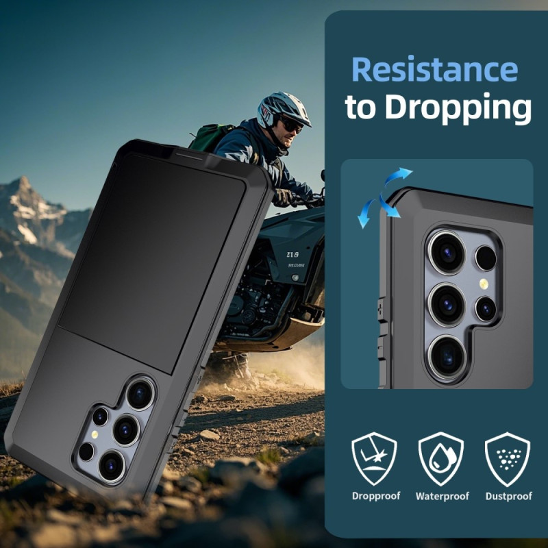 Samsung Galaxy S25 Ultra Heavy Duty silikoni + metallikuori + karkaistu lasi