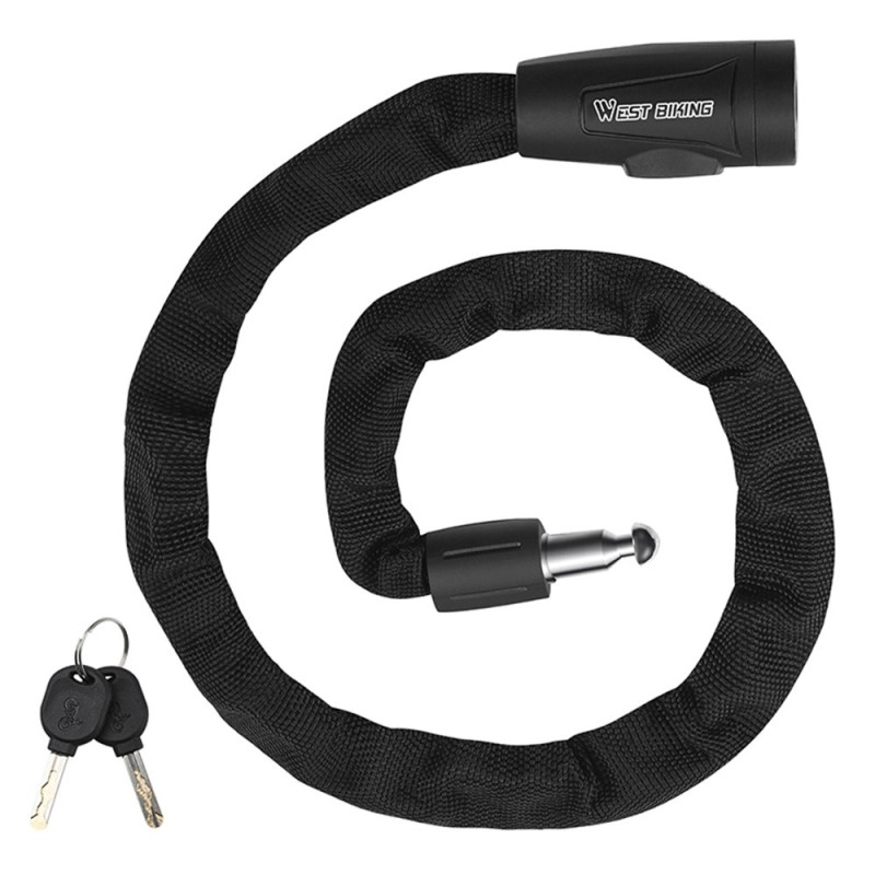 WEST BIKING Bicycle Electric Bike Moped Steel Lock Bicycle Lock Chain Lock 70cm Anti-Theft MTB