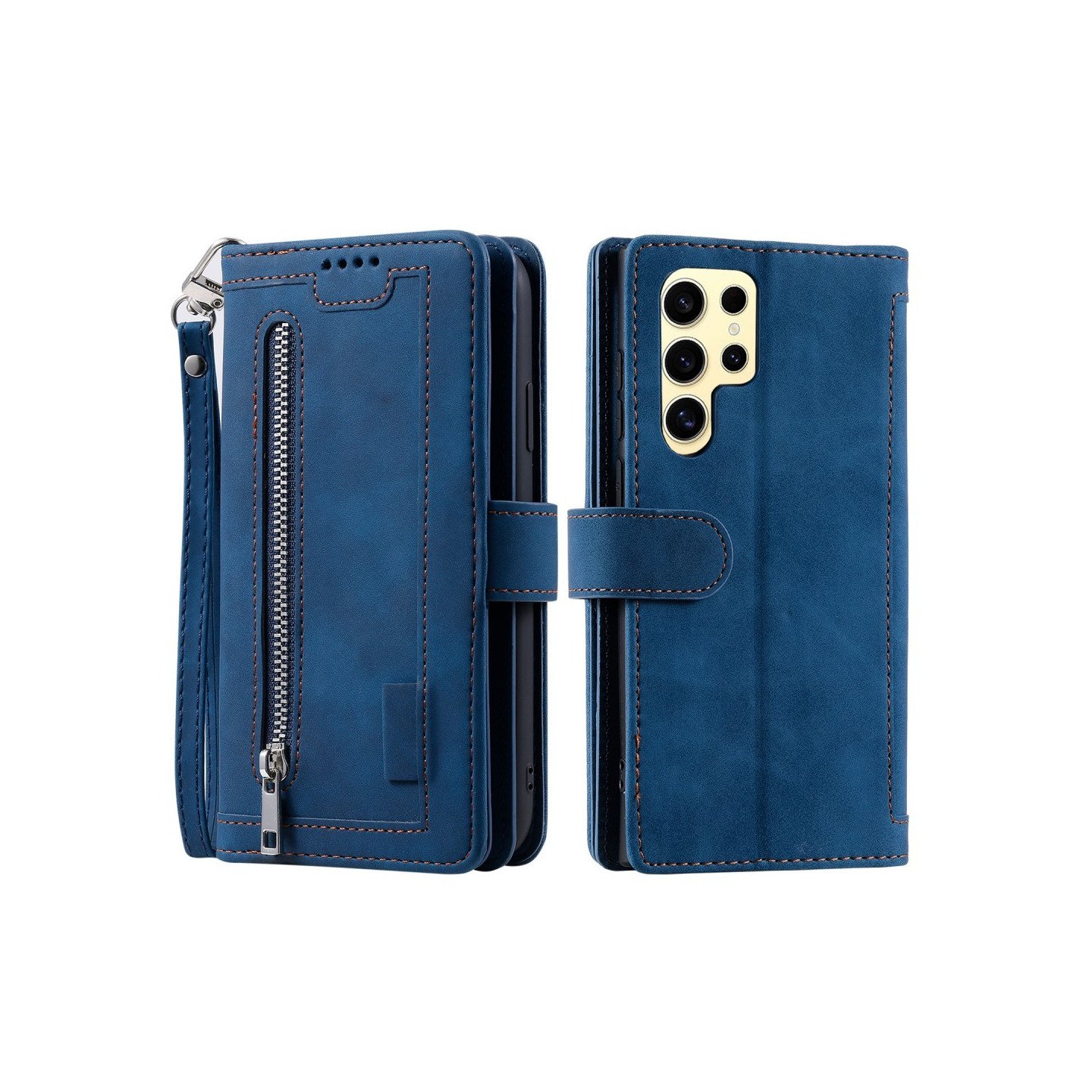 För Samsung Galaxy S25 Ultra 5G Fodral med Dragkedja och 9 Kortplatser