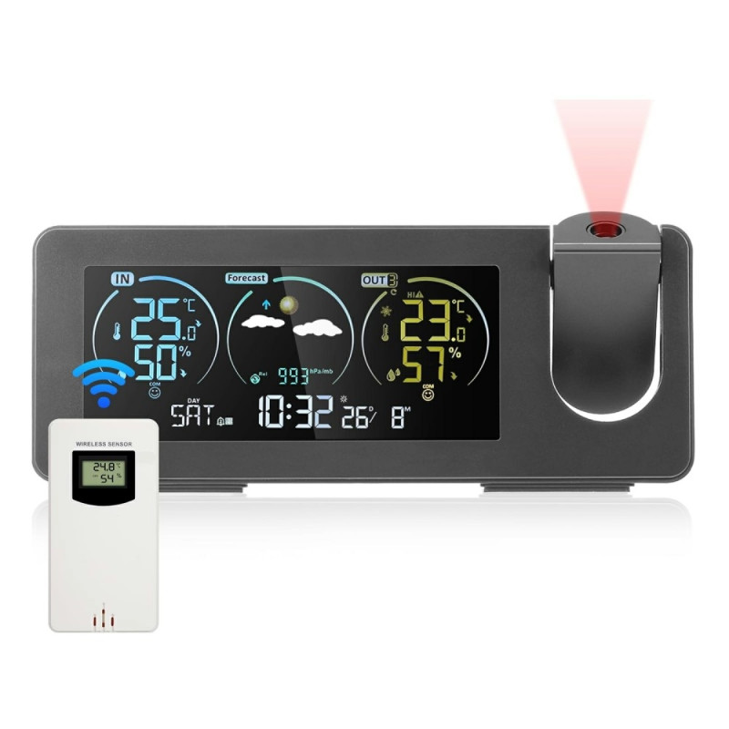 Projection clock Calendar Weather station Digital alarm temperature/humidity sensor
