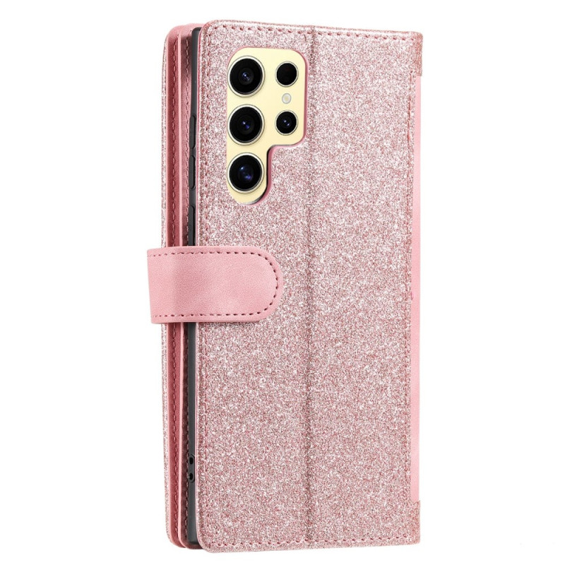 For Samsung Galaxy S25 Ultra 5G Case Zipper Pocket PU Leather Phone Cover with 9 Card Slots