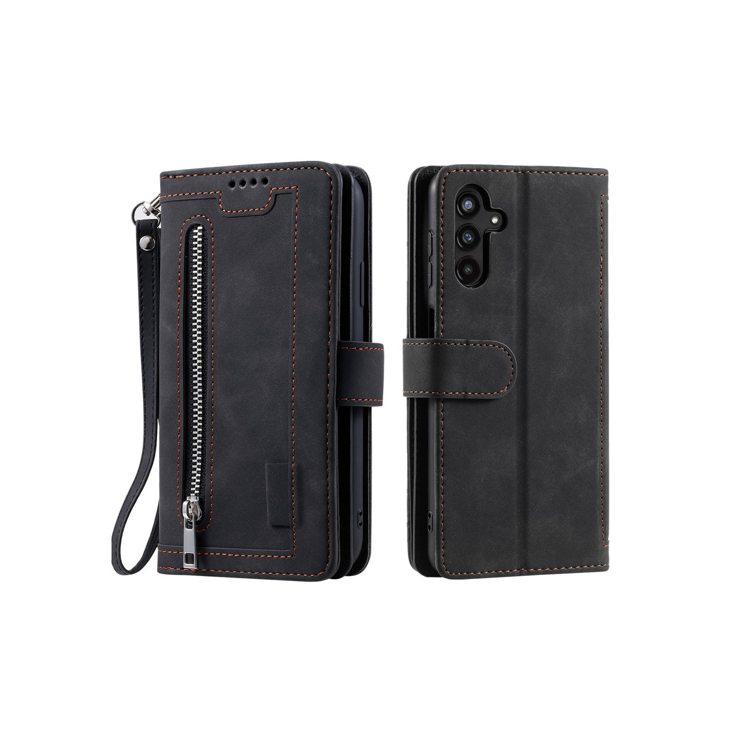 For Samsung Galaxy S25+ 5G Case Zipper Pocket PU Leather Phone Cover with 9 Card Slots