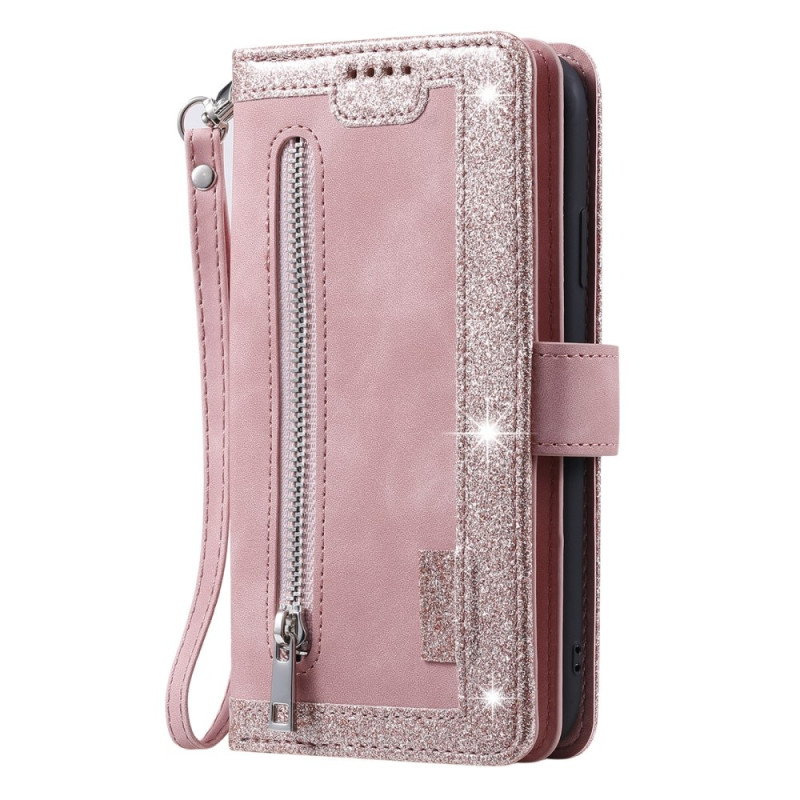 For Samsung Galaxy S25 5G Case Zipper Pocket PU Leather Phone Cover with 9 Card Slots