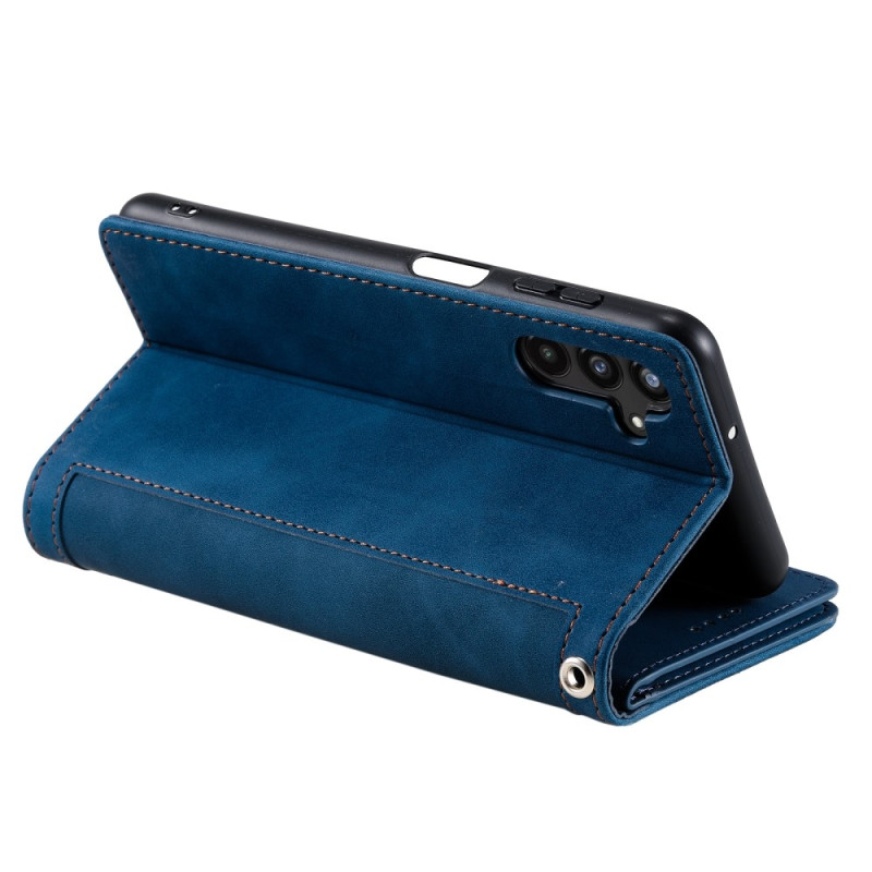 For Samsung Galaxy S25 5G Case Zipper Pocket PU Leather Phone Cover with 9 Card Slots