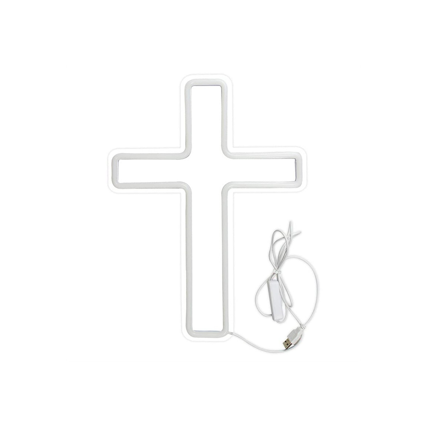 LED Cross Cross Neon Sign USB-virralla toimiva himmennettävä lamppukoristelu kirkkoon ja juhlaan