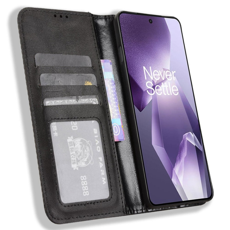 For OnePlus 13R Deksel Lommebok Deksel Telefon Deksel Retro - Svart