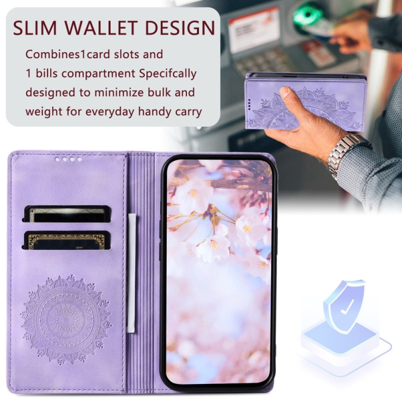 Til Samsung Galaxy S25 tegnebogscover Cover Shell Mandala Blomstermønster
