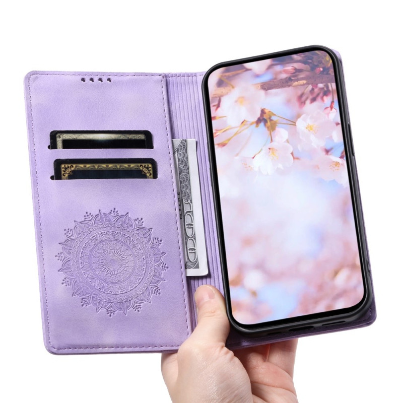 For Samsung Galaxy S25 Wallet Case Cover Shell Mandala Flower Pattern