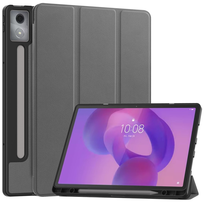 Lenovo Idea Tab Pro Case Tri-Fold jalustan suojus kynätelineellä - Harmaa