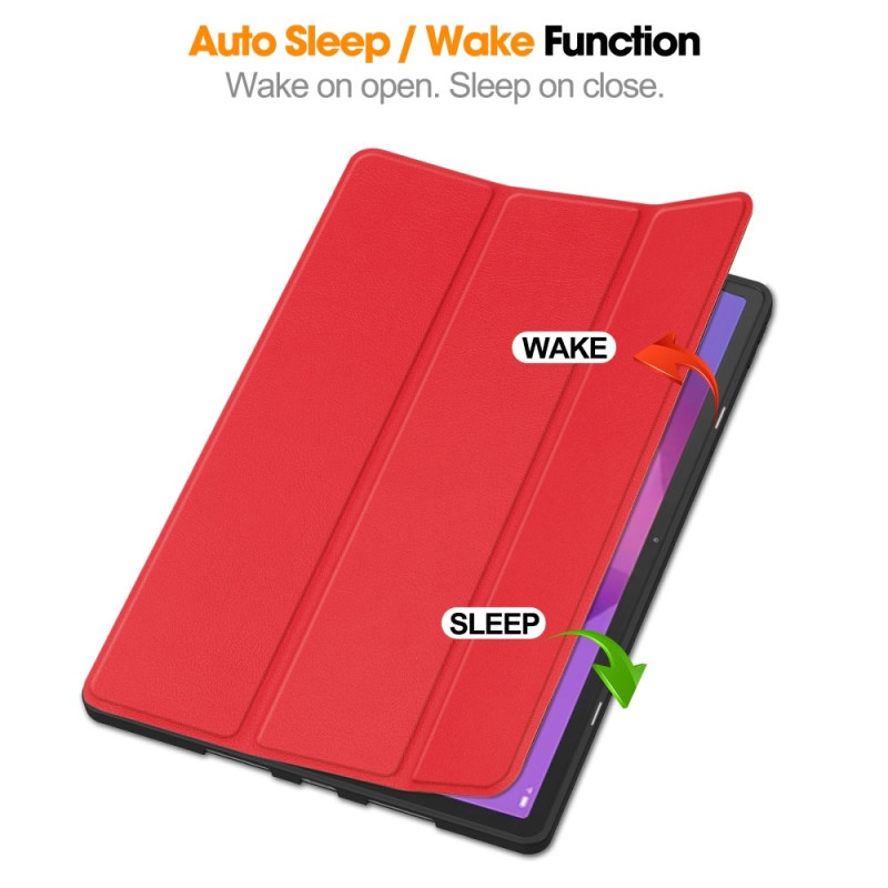 For Lenovo Idea Tab Pro Case Tri-Fold stativdeksel med penneholder - Rød