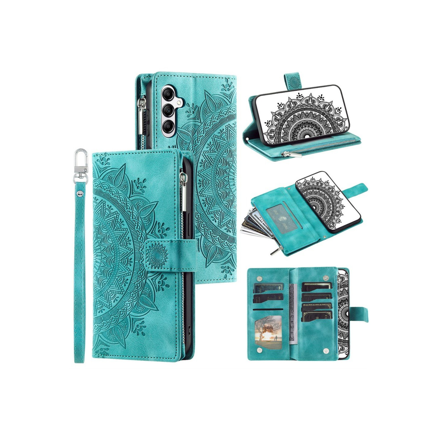 For Samsung Galaxy A56 Lommebok Deksel Shell Mandala Blomstermønster - Mynte